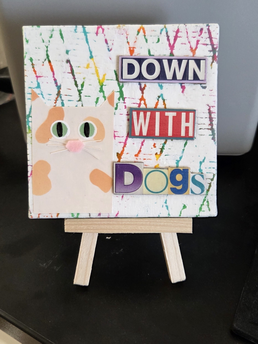 Down With Dogs Silly Cat Canvas